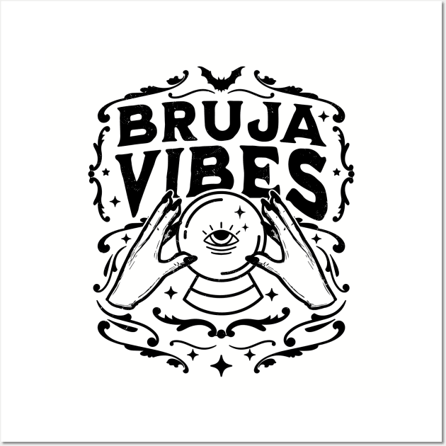 Bruja Vibes Mexican Witch Halloween Witchy Retro Vintage Wall Art by OrangeMonkeyArt